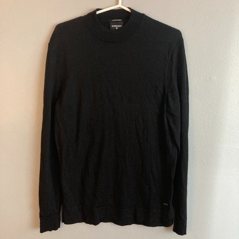 Strellson Men’s Extra Fine 100% Merino Wool Cardigan Black Sz Med